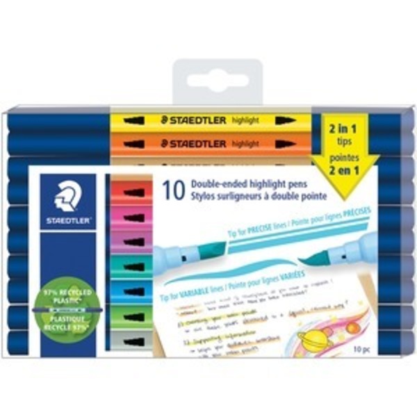 Staedtler Marker, Highlighter, Twin Tip STD3620TB10A6